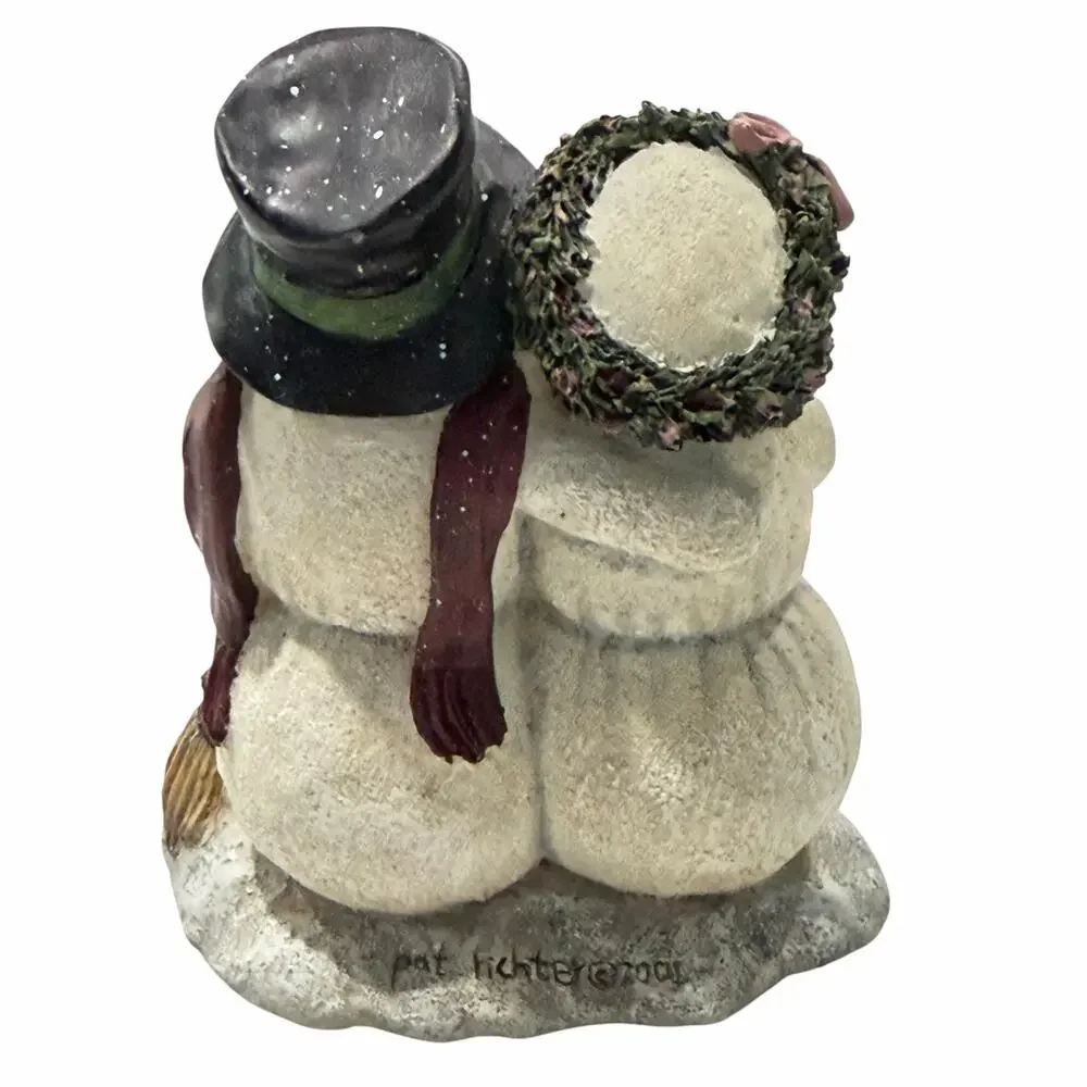 Vintage Snowman Couple Figurine Pat Richter Vintage 2001 PR-405 Holiday Figure